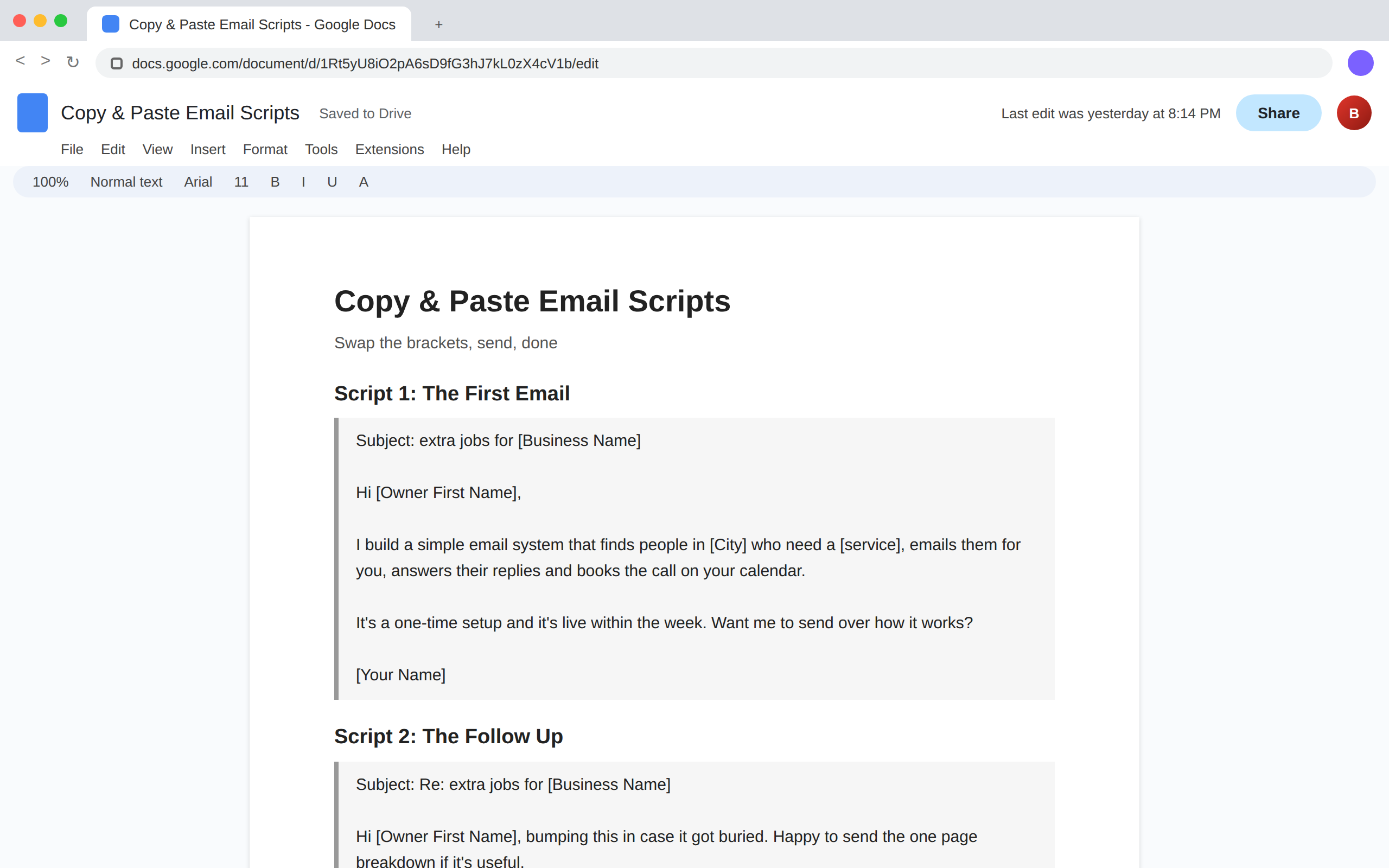 Copy and paste email scripts