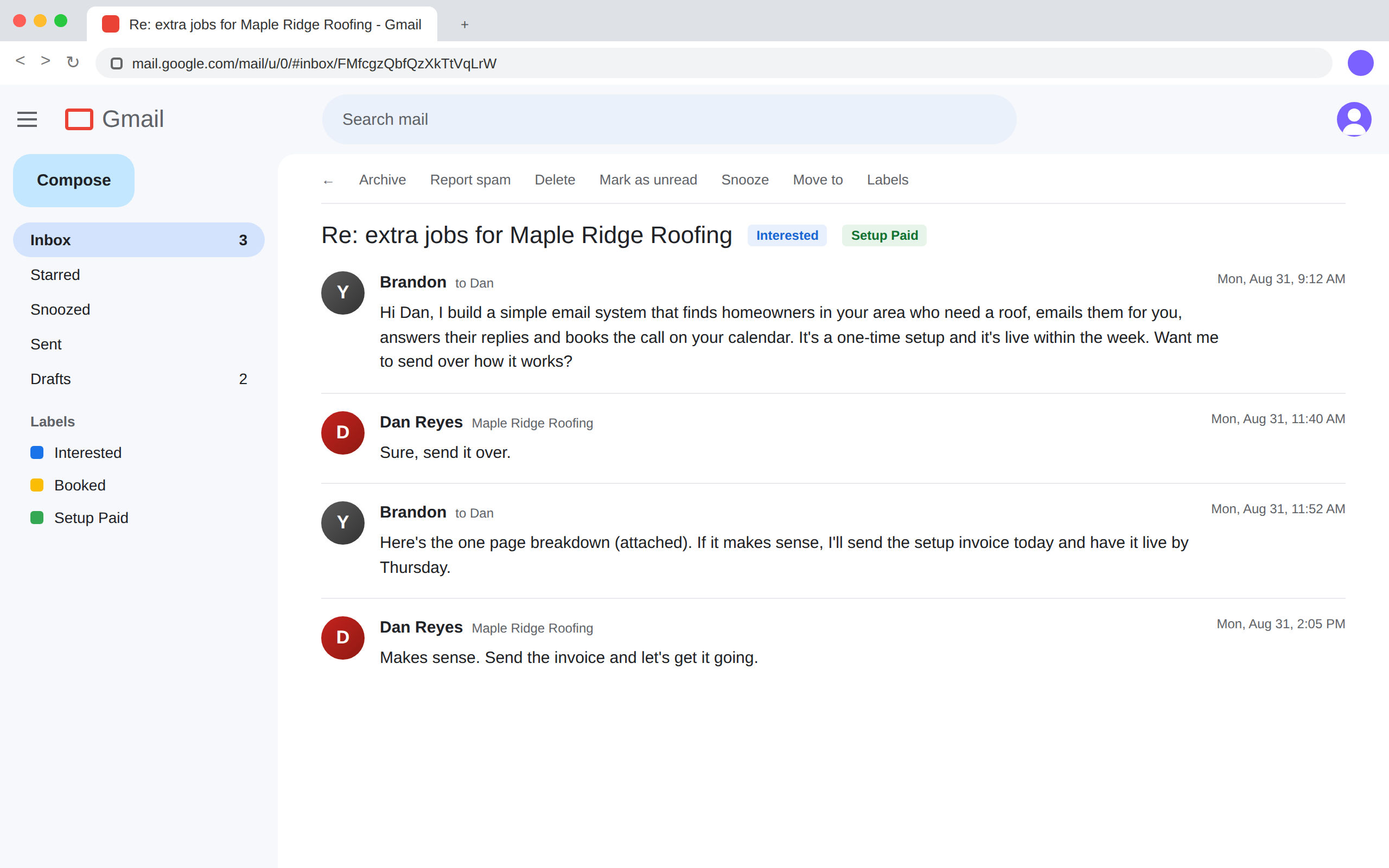 A business paying for a setup